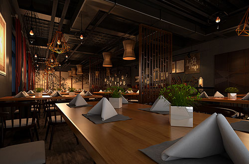 鄂城简约大气中式风格餐厅设计装修效果图
