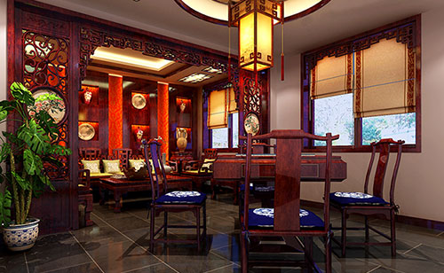 鄂城古典中式风格茶楼包间设计装修效果图