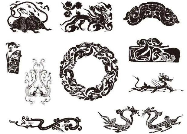 鄂城龙纹和凤纹的中式图案